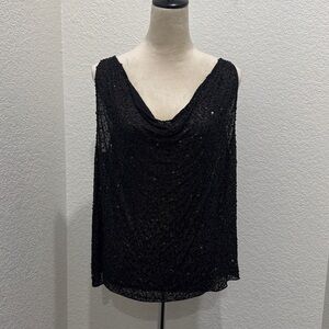 NWT Alice + Olivia Black Sequin Sleeveless Tank Top